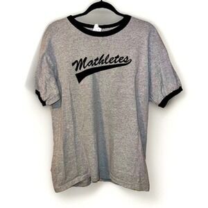 Mathletes Gray Black Trim Y2K Tshirt Sporty Mean Girls Size L Movie Twee Nerdy